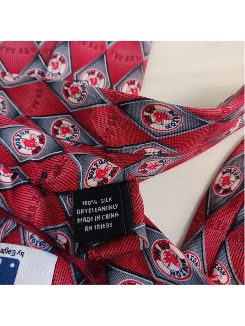 Boston Red Sox Baseball MLB 100% Silk Neck Tie Red Blue Diamond Design Logo